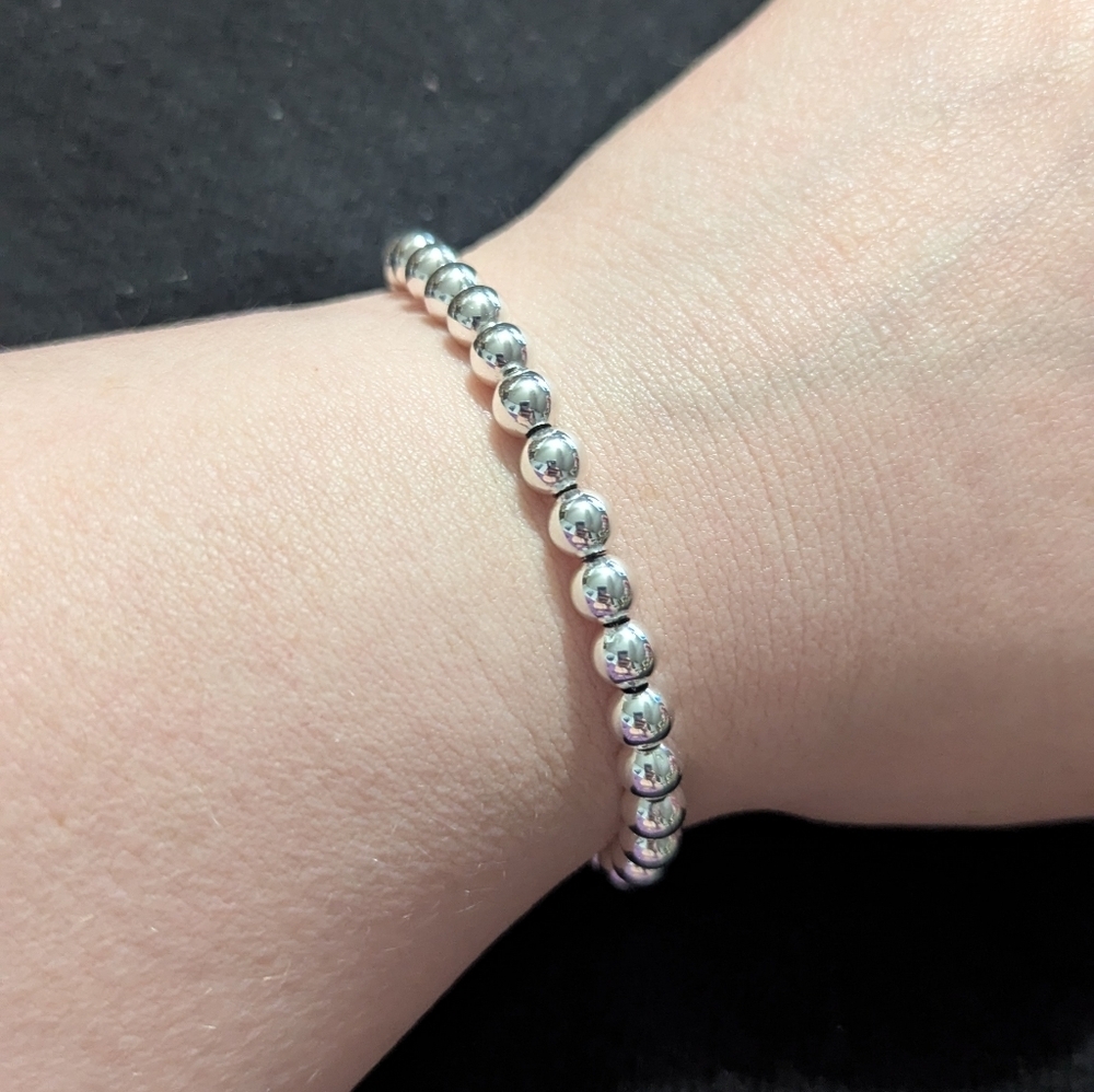 Napier Silver Tone Ball Beaded Statement Bracelet
